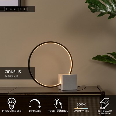Lucide CIRKELIS - Table lamp - Ø 32 cm - LED Dim. - 1x6W 3000K - Black